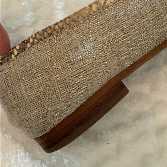 SAM EDELMAN Lior Bit Loafer Women’s Flats Size 7.5 Tan Linen Metallic - Picture 11 of 15